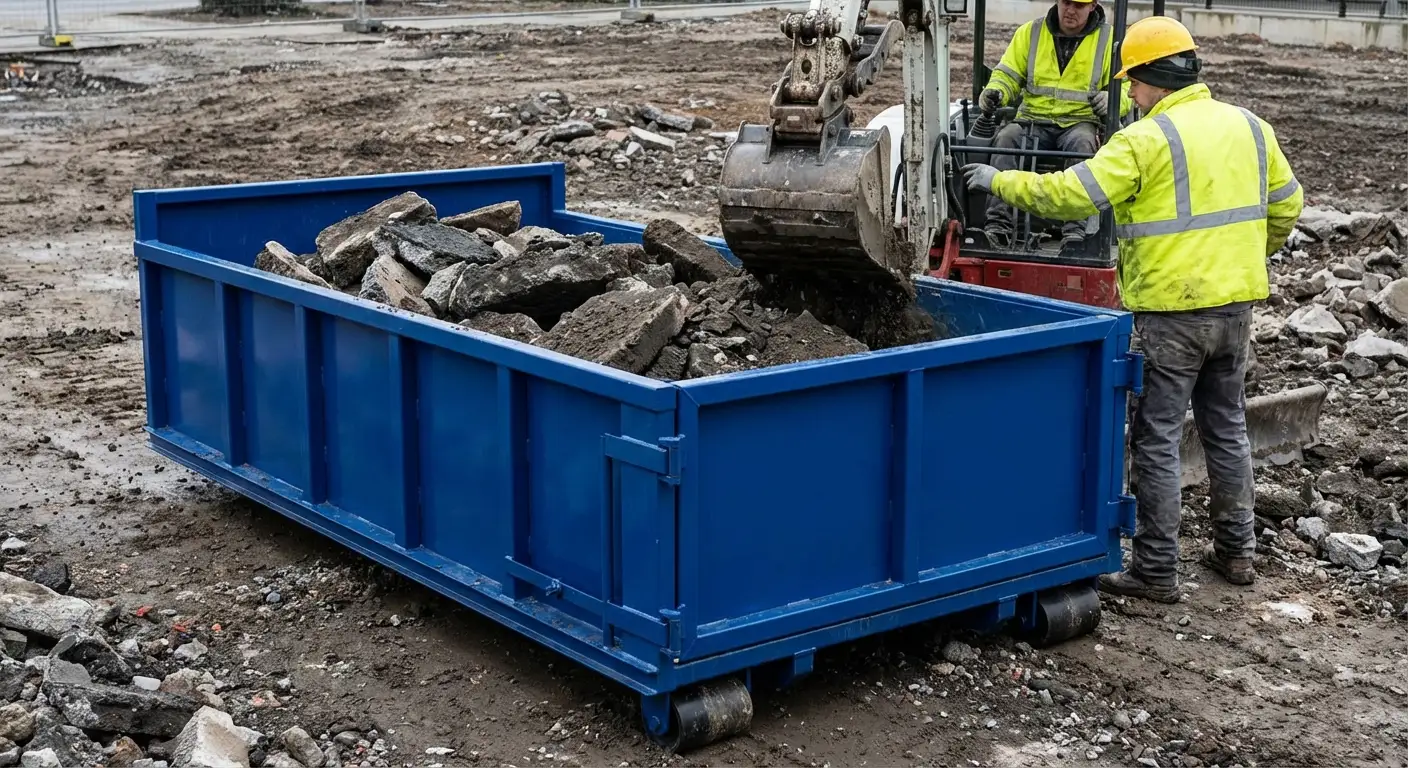 Heavy debris dumpster loaded with concrete in Omaha, NE