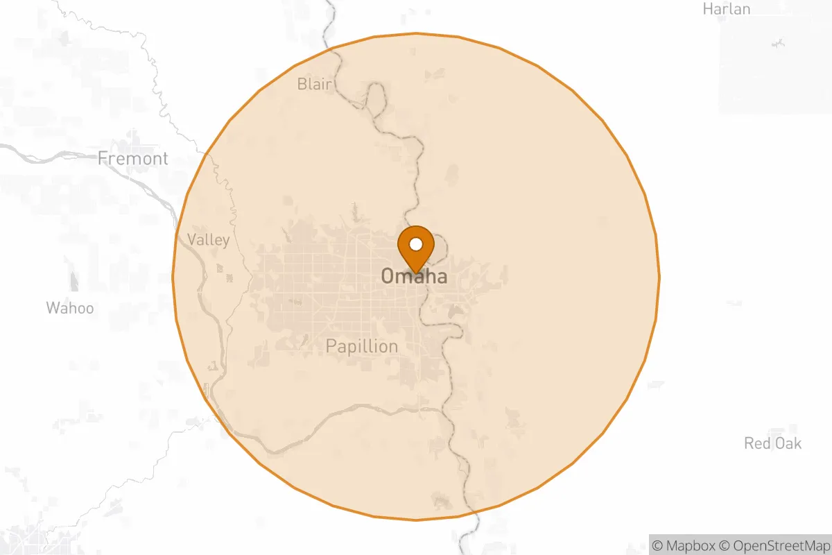 service area service area map in Omaha, NE